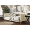 thumbnail image 2 of Home Design Dayton Twin Daybed, Beige Velvet Upholstered Frame, Tuxedo Arms, Vertical Tufting, Plush Cushions, Gold Metal Legs for Stylish Seating & Sleeping, 2 of 5