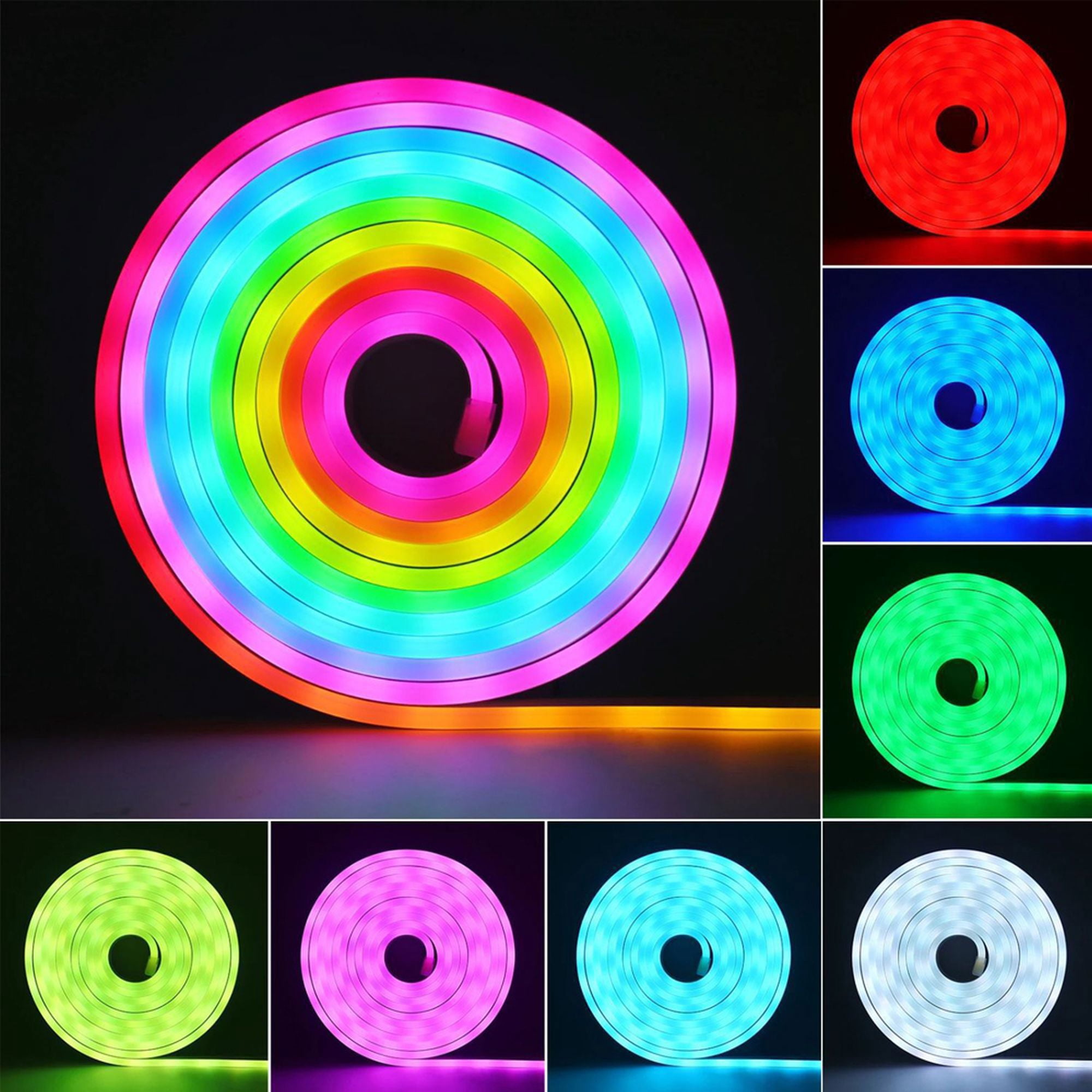 Ruiandsion RGBIC 32.8ft LED Neon Strip Lights, DC 5V USB Bluetooth and App Remote, Flexible DIY Design for Game Room Bedroom, 1-Pack