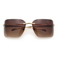 thumbnail image 2 of Womens Rimless Wrap Luxury Oversized Rectangle Metal Frame Sunglasses Gold - Brown, 2 of 8