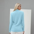 thumbnail image 4 of Mock Neck Tops for Women Basic Long Sleeve Layering Shirts Dressy Casual Loose Lightweight Turtleneck Tops Sky Blue S, 4 of 4