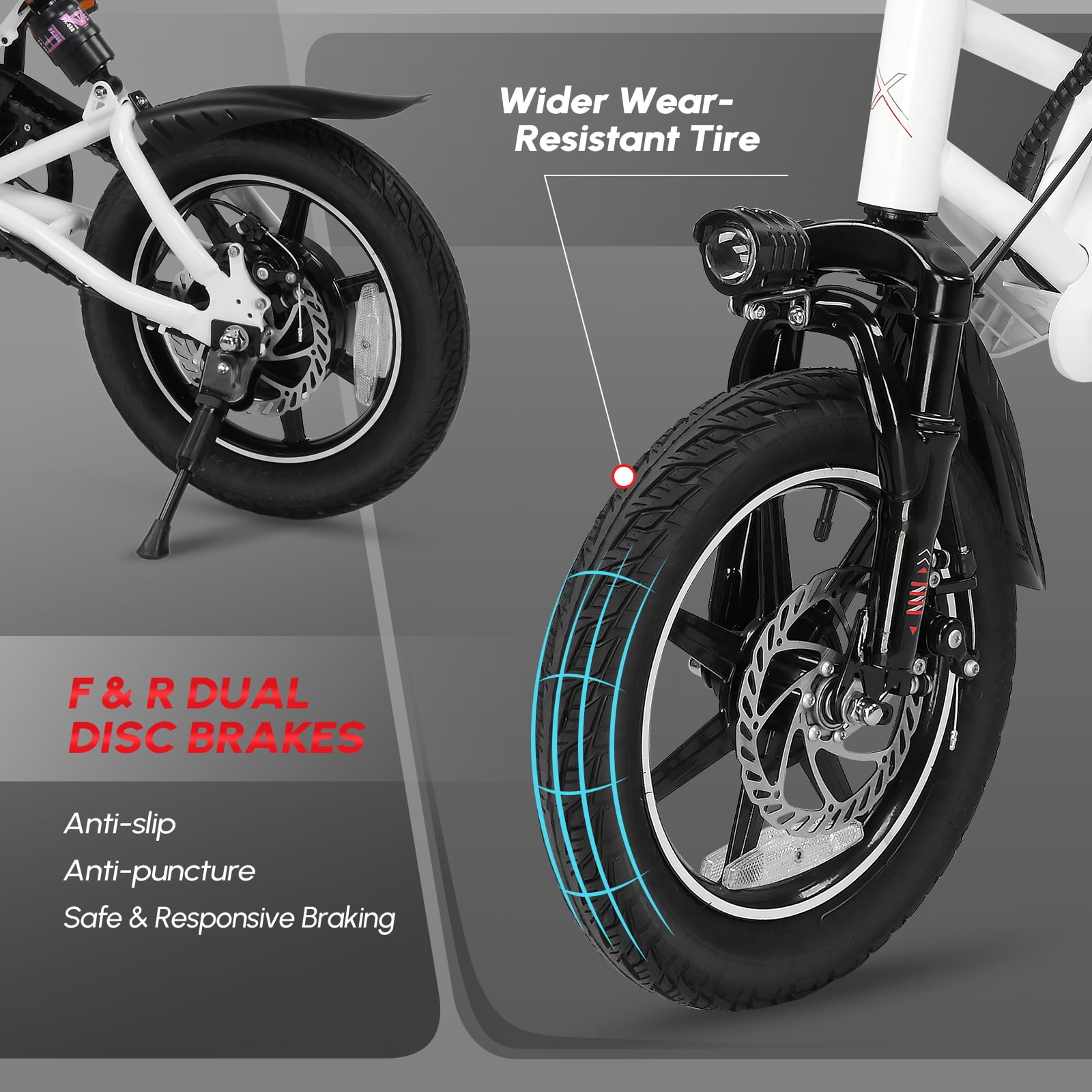 PEXMOR 14" Electric Folding Commuter Bicycle for Adults, 350W