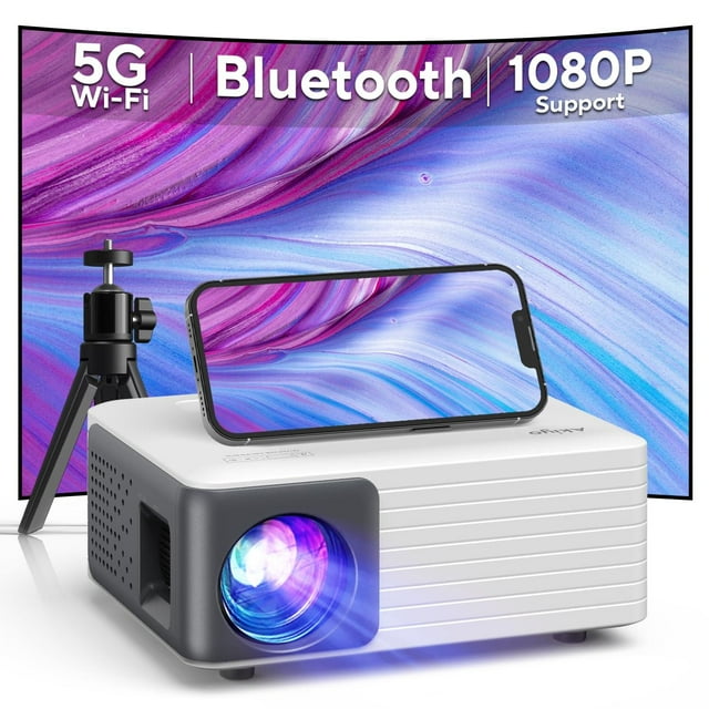 Mini Proyector AKIYO WiFi Bluetooth con Trípode Portátil Full HD 1080P Cine en Casa