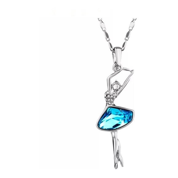 Fino Collar Bailarina Ballet Cristal Swarovski Oro 18k Lam azul Unitalla