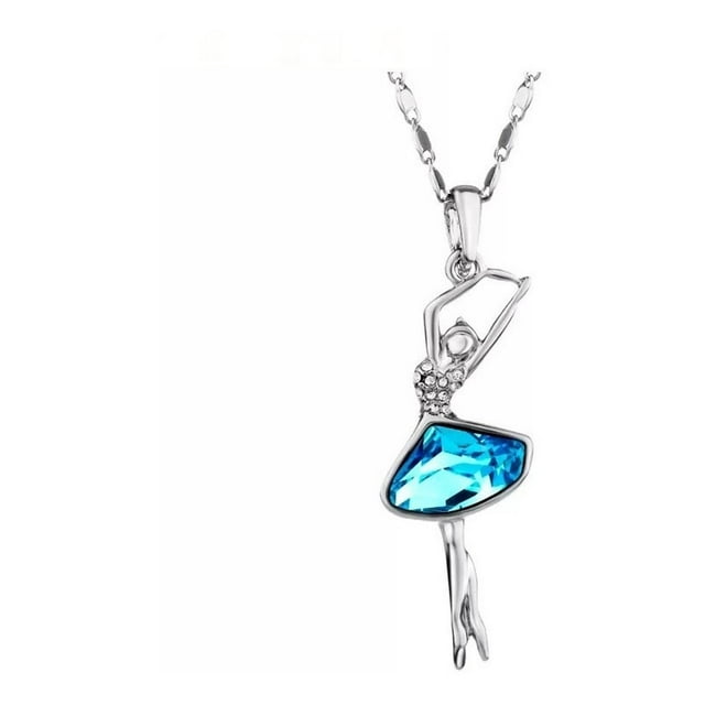 Fino Collar Bailarina Ballet Cristal Swarovski Oro 18k Lam azul Unitalla