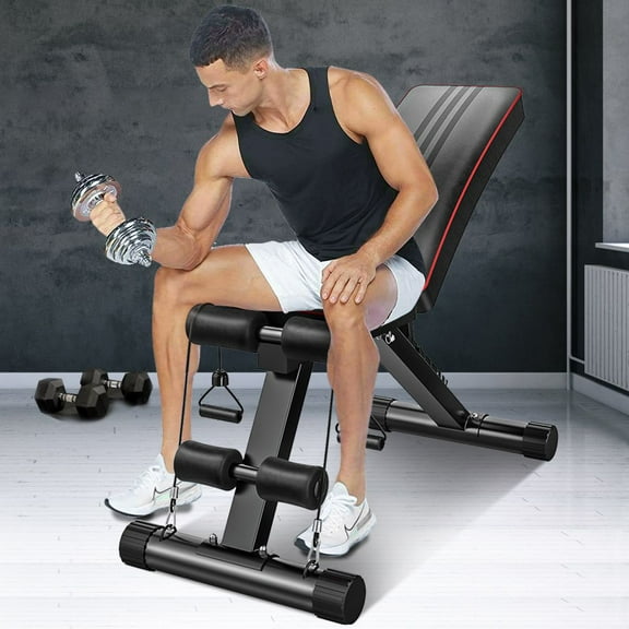 NAIMP Adjustable Commercial Grade Weight Bench Foldable 330lbs Capacity Multiuse Full Body Workout Bench Weight Lifting Sit Up Ab Bench Flat Incline Decline Bench Press for Home Exercise Gym
