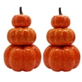thumbnail image 7 of YLOHUIL Stacked Pumpkin Tower Decor, 3 Tier Artificial Cracked Pumpkin Set for Fall, Lifelike Thanksgiving Halloween Table Centerpiece Display, 7 of 7