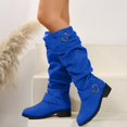 thumbnail image 4 of Mepaouo Women's Knee High Boots Fashion Block Heel Warm Winter Boots with Side Zippers(Blue,8), 4 of 5