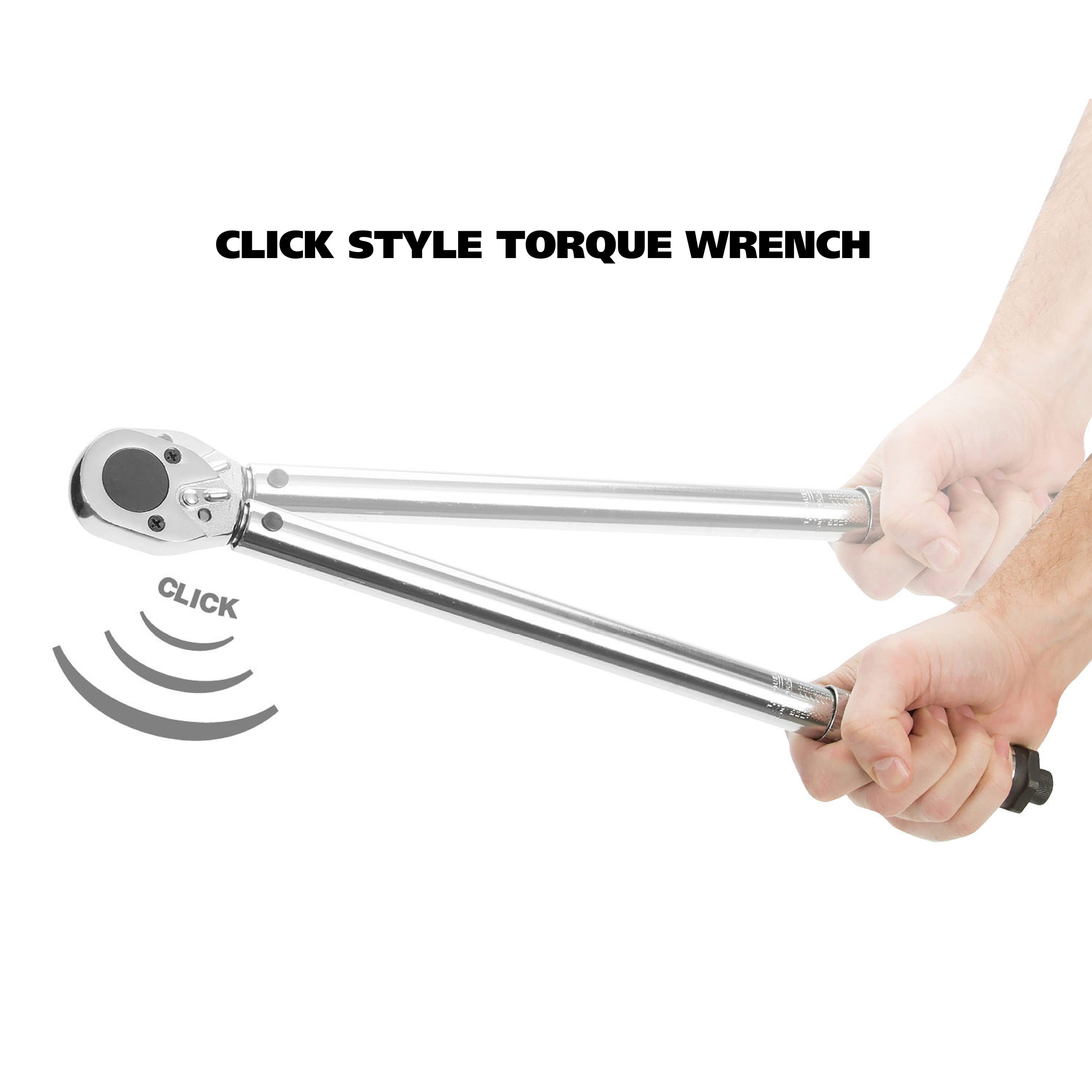GreatNeck Click Style Torque Wrench, Chrome Plated Alloy Steel, 1/2" Drive, 30 to 150 ft/lb Range