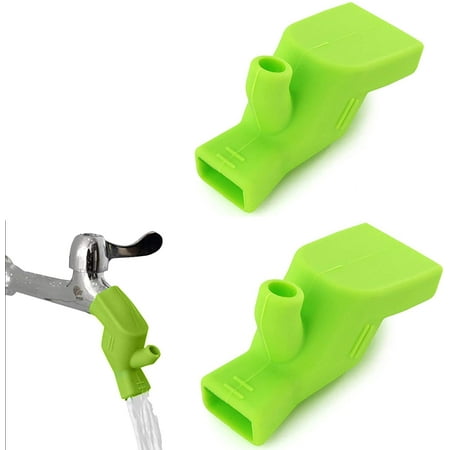 

2Pcs Silicone Faucet Extender Food-Grade Water Spout Cover Tooth Brushing Gargle Hand Washing Extender for Home Bathroom Kitchen Sink (Blue)