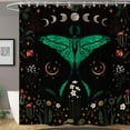 thumbnail image 3 of Moth Butterfly Shower Curtain Set 71Wx71H Inches Witchy Gothic Night Moonlit Moon Phase Floral Vintage Botanical Mushroom Mysterious Polyester Waterproof Bathroom Curtain with 12 Hooks, 3 of 5