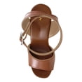 thumbnail image 4 of YDN Women's Open Toe Platform Sandals Wooden Block High Heels with Adjustable Ankle Buckle Strap Daily Casual Outfit Party Shoes Size 7 Brown, 4 of 4
