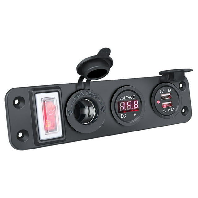 Labymos Dual USB Socket Quick Charge Device Lighter Socket Power Output with LED Voltmeter ON/OFF