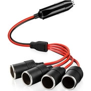 Electop 1 to 4 Car Cigarette Lighter Splitter Adapter Power Charger Port, 12V 24V Plug Socket Adapter 4-Way Splitter,