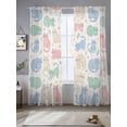 thumbnail image 2 of Cartoon Cats Sheer Curtains 2 Panels Set Pink Blue Green Cat Animals Abstract Beige Sheer Window Curtains Light Filtering Rod Pocket Voile Drapes for Bedroom Living Room 52"X108", 2 of 8