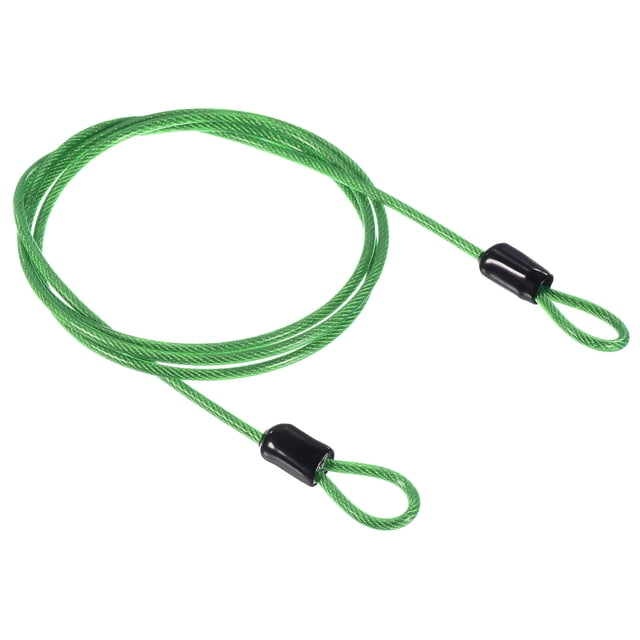 Uxcell 2.5mmx1m Cable de Seguridad de Acero Recubierto para Cerradura de Equipaje Doble Bucle Verde