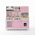 thumbnail image 6 of Aukfa Kids Play Kitchen Playset, Wooden Toddler Kitchen with Pretend Ice Maker & Capsule Coffee Maker for Kids Girls Boys, Pink, 6 of 7