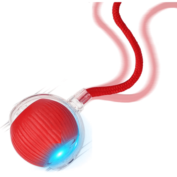 2025 New 1Pack Cat Ball Kitten Toys for Indoor Interactive Kitty Ball Toy Speedy Tail 360° Automatic Rolling(Red )