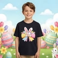 thumbnail image 2 of AWZXDE Hauts pour Filles à Manches Courtes T-Shirt Graphique pour Enfants Jeu Décontracté Thème de Pâques Imprimé Col Rond 1-13 Ans, 2 of 6