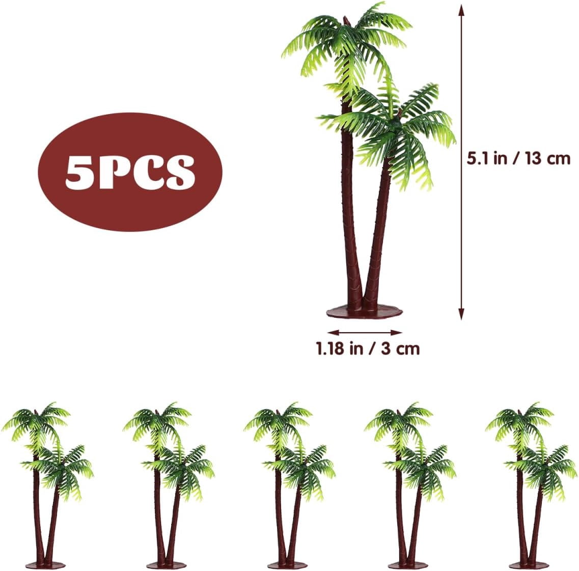 Palm Tree Decor Simulation Tree Miniature Tree Landscape Fish Tank Landscaping Plant Tree Prop Model Decoration 5Pcs (Green)