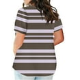 thumbnail image 4 of yillto Womens Summer Plus Size Top Short Sleeve V Neck Loose Striped Blouse Causal Tshirts with Pockets, 4 of 5