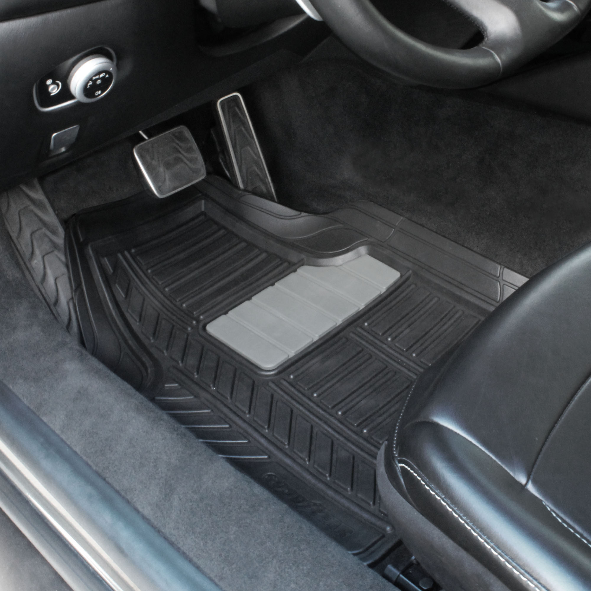 Goodyear 4-Piece Deep Dish Rubber Floor Mats, Black photo 2
