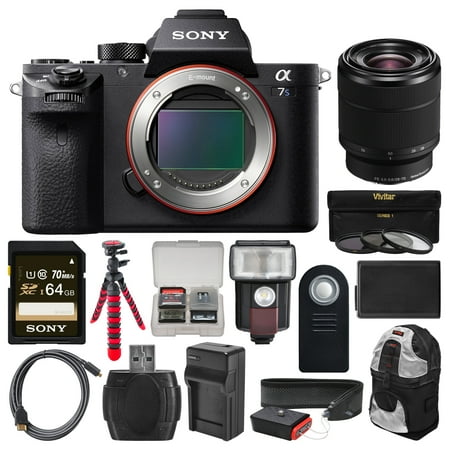 Sony Alpha A7S II 4K Wi-Fi Digital Camera Body with FE 28-70mm Lens + 64GB Card + Backpack + Flash + Battery & Charger + Tripod + Kit
