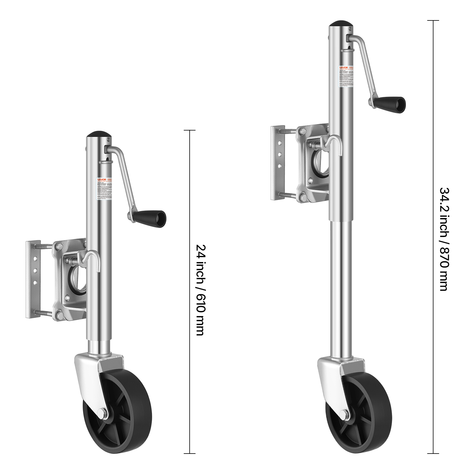 VEVOR Trailer Jack with Wheel, 1000 lbs Load Capacity, Heavy Duty Swivel Boat Trailer Jack with PP Single Wheel & Ergonomic Handle, 10-inch Lift, Fit for RVs, Boats, Horse Trailers, Utility Trailers