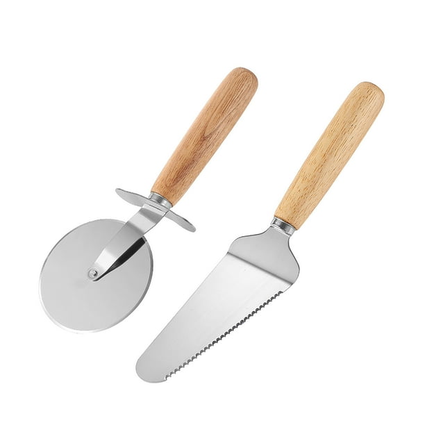 Juego de cuchillo para pizza y pala para pastel | Herramientas de repostería de acero inoxidable | Utensilios de cocina con acabado pulido | Incluye caja de regalo | 1 pieza