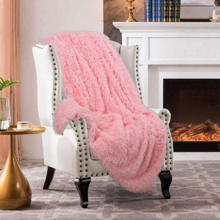  Pink Faux Fur Throw Blanket, Luxury Modern Blush Home Throw  Blanket, Super Warm, Fuzzy, Elegant, Fluffy Thick Heavy Decoration Blanket  Scarf for Sofa, Couch and Bed, 50''x 60'' : Home 