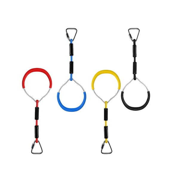 FELTECHELECTR 2Pcs Kids Gymnastic Rings Red for Backyard Adventure Climbing Fitness Ring