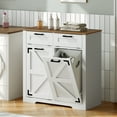 thumbnail image 6 of Farmhouse Two-Tone Laundry Hamper Cabinet with Extra Storage and Anti-Tip Kit, Rustic Storage Cabinet with Drawer, for Bathroom and Laundry Room Organization, White and Walnut WH39XY01, 6 of 9