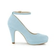 thumbnail image 4 of BLISSFUL STEP Women' Shoes Round Toe Stiletto Heel Ankle Strap Pumps Sky Blue 8, 4 of 8