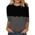 thumbnail image 2 of Top for Women 2024 3/4 Sleeve Tee for Women Women's Fashion Printed T-Shirt Mid-Length 3/4 Sleeves Blouse Round Neck Casual Tops, 2 of 3