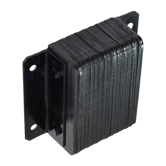 12" x 12" x 4.5" Viking Laminated Rubber Dock Bumper with Steel Brackets for Truck Loading Dock Protection - Bolt-On Mount, Impact & Weather Resistant Black Rubber