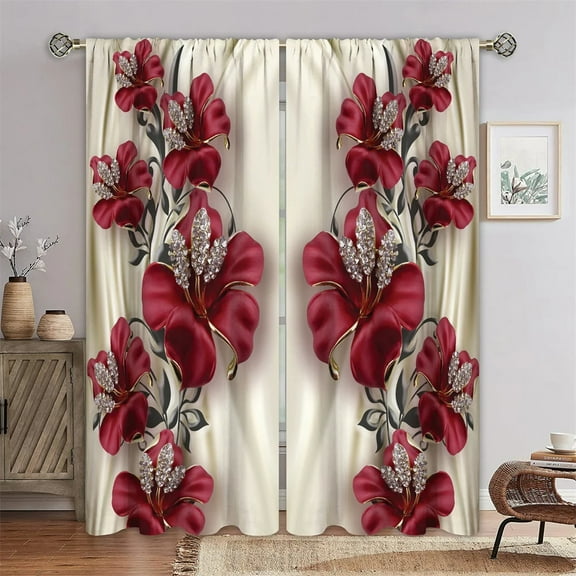 Luxury Flowers Sunshade Thin Window Curtains for Living Room Bedroom Bathroom Kicthen Door Home Deco