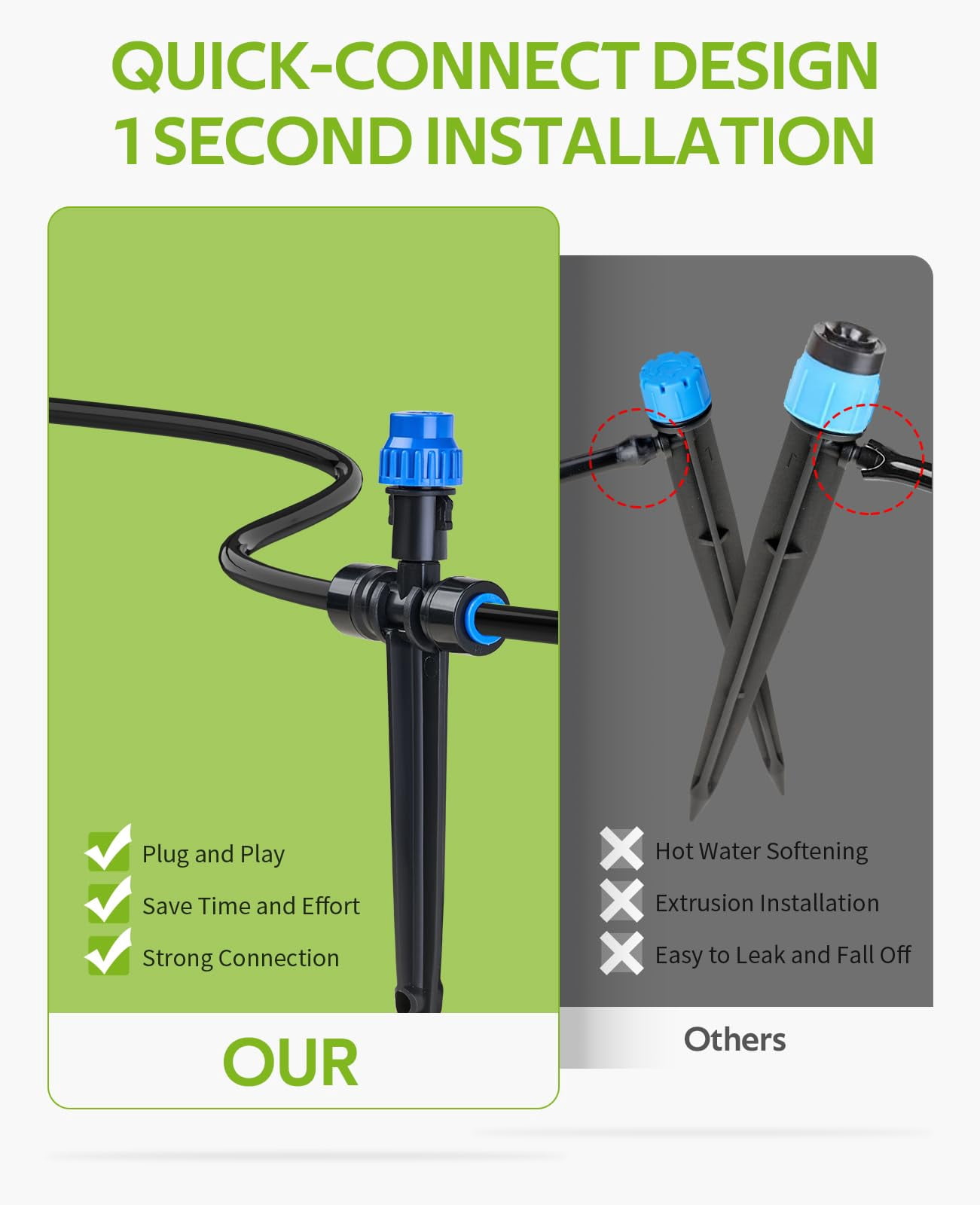 59ft Greenhouse Misting Drip Irrigation Kit  Quick Connector Design System With 1/4" Tubing And Adjustable Nozzles For Hanging Plants Garden Watering Raised Bed
