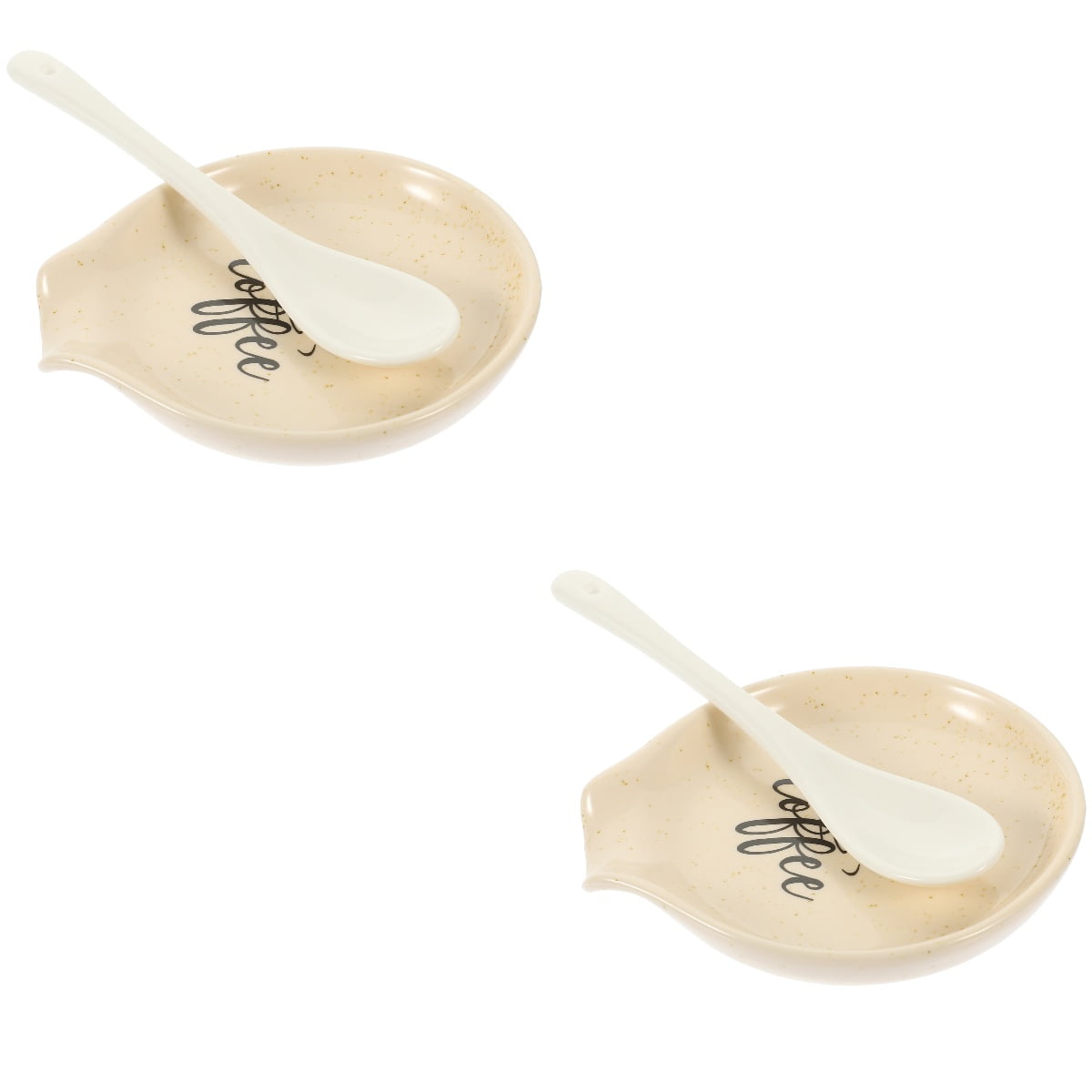 TWO PACK - Coffee Spoon Rest, White Ceramic Spoon Holder Trays For Coffee  Bar Station or Kitchen Counter, Includes 2 Small Spoons and 2 Cork  Coasters