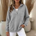 thumbnail image 2 of Oversized Half Zip Sweatshirt for Women Pullover Long Sleeve Mock Neck with Pockets Casual Basic Fall Winter Top, 2 of 9