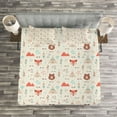 thumbnail image 3 of Ambesonne Tribal Quilted Bedspread Set 3 Pcs, Fox Bear Arrows, Queen Size, Salmon Amber White, 3 of 3