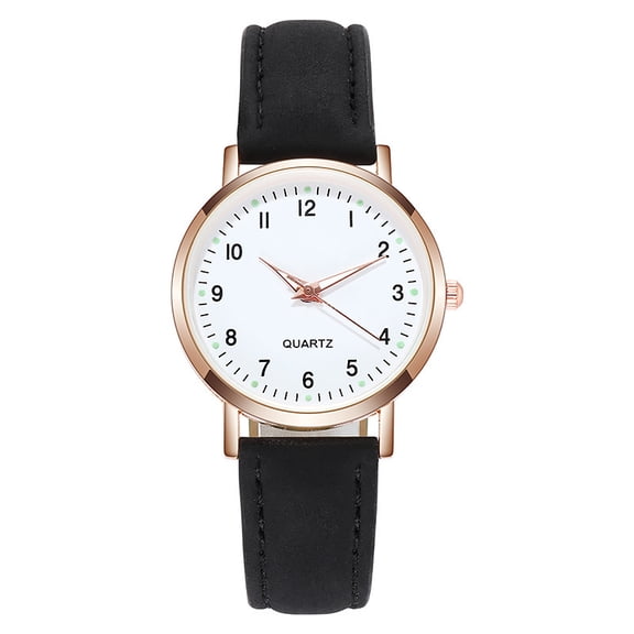 Resicozy Women Round Watches Quartz Watch Casual Lightweight Wrist Watches Easy Reader Watch with Leather Strap Black