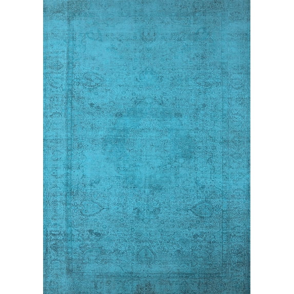 Ahgly Company Indoor Rectangle Oriental Light Blue Industrial Area Rugs, 7' x 10'
