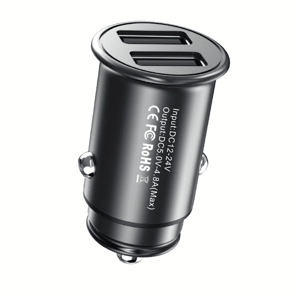 LEEYNEER 4.8A 24W All-Metal Car Charger with Dual USB Ports - Fast Charging 12V-24V Car Plug Plug-In Adapter for Cars Trucks SUVs Car Charger Adapter Vehicle Charging Station Durable