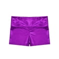 thumbnail image 3 of iiniim Girls Shiny Metallic Dance Short Activewear High Waist Workout Tumbling Bottom Age 4-14 Purple 6, 3 of 7