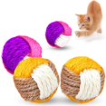 thumbnail image 1 of 4 unidades de pelotas de juguete para gatos, bolas de juguete de sisal interactivas para mascotas, bolas de juguete de gatito de color aleatorio Afortunado Sencillez, 1 of 5