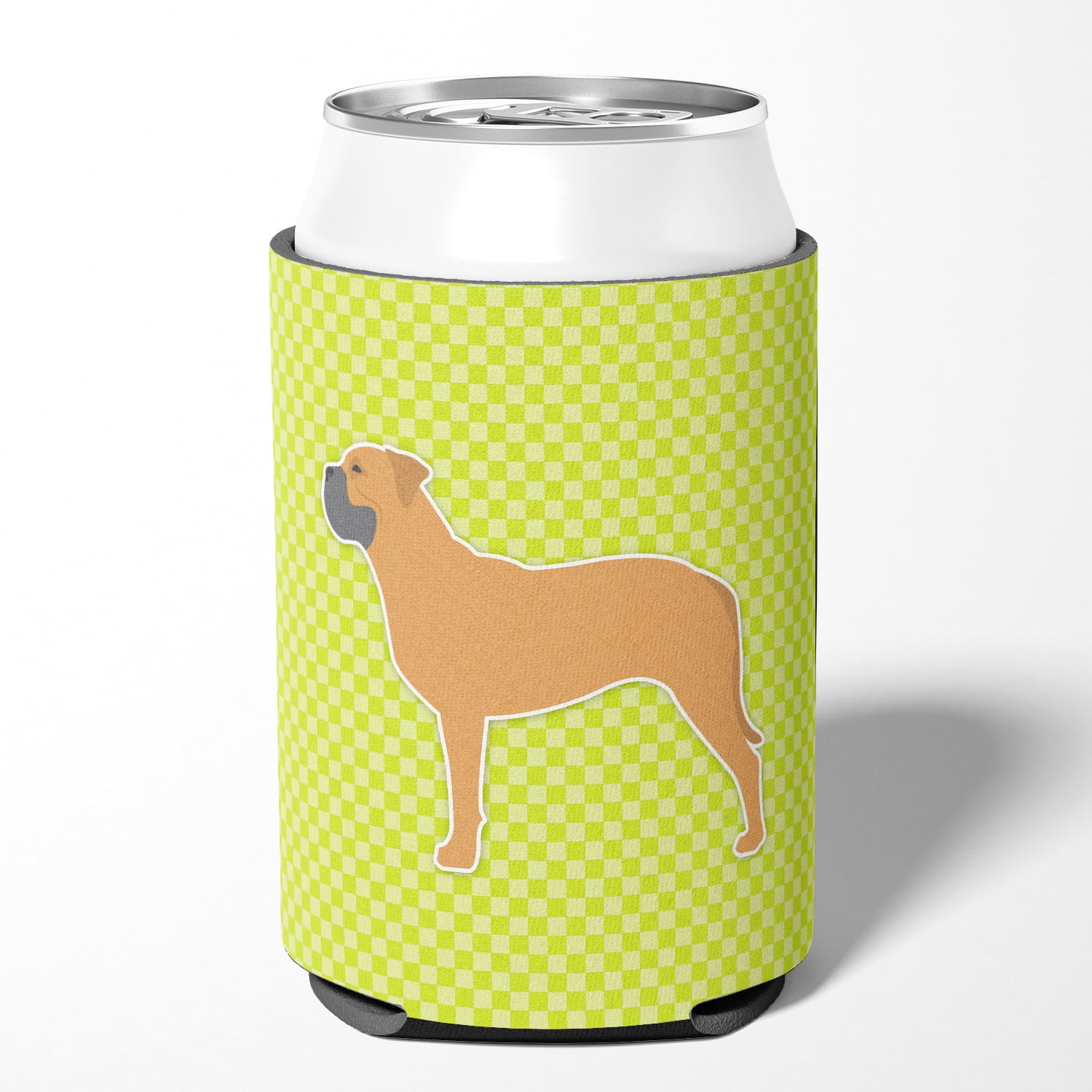 Carolines Treasures BB3871CC Bullmastiff Checkerboard Green Can or Bottle Hugger