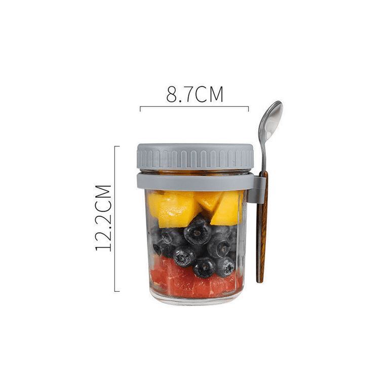 4 pack 10oz Thick Glass Jar with Lid for Overnight Oats,Reusable Leak Proof  Wide Mouth Mason Jar perfect for Overnight Oats Fruit Salad Dressing