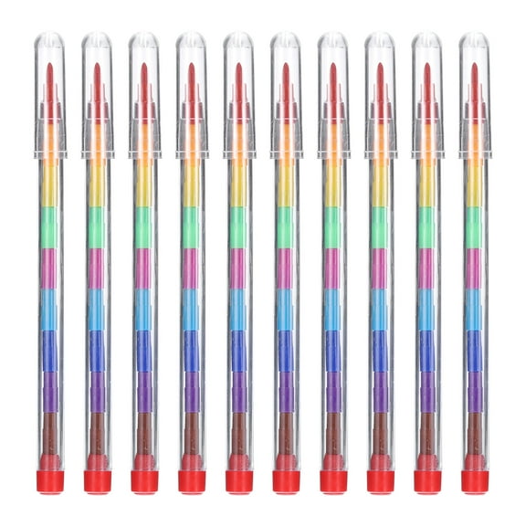 Uxcell Stacking Crayons, 10 Pack 10 Colors Stackable Round Drawing Crayons