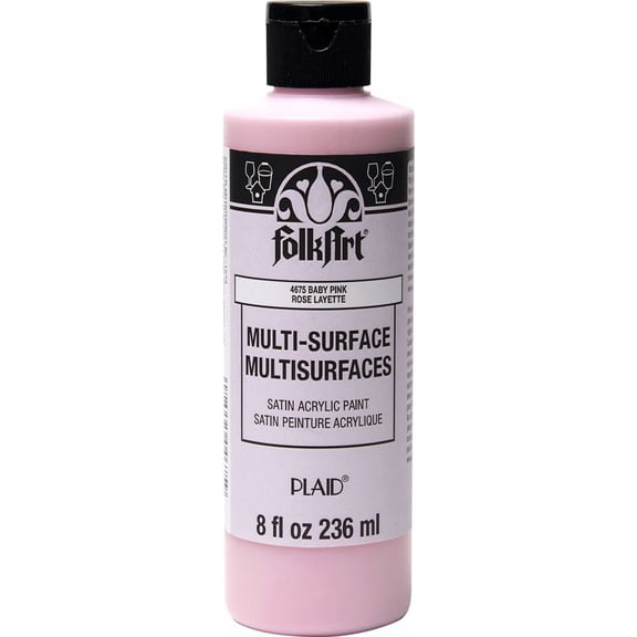 FolkArt Multi-Surface Acrylic Craft Paint, Satin Finish, Baby Pink, 8 fl oz