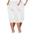thumbnail image 2 of SwiftWear 2PC Capri Pants for Women, Women's Casual Elastic Drawstring Waist Loose Pants with Pocket Sports Capris, White XXL, 2 of 8