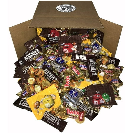 Chocolate Candy Assorted (8 Pounds) Snickers Bar, M&Ms Milk, Peanuts, Reese's, Milky Way, Twix, Hershey, York Mini Size Bulk Snacks for Halloween